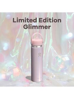 Hydro Flask Wide Mouth Insulated Drinks Bottle with Flex Straw Cap, 681ml - view 2, Glimmer Pink