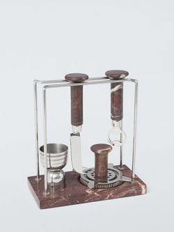 John Lewis Icon Stainless Steel & Red Marble Bar Tool Gift Set, 5 Piece, Stainless Steel