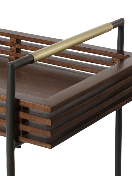 Swoon Weaving Bar Trolley, Dark Brown - view 2, Dark Brown