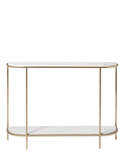 Swoon Sienna Marble Console Table, White/Brass, White Marble & Brass