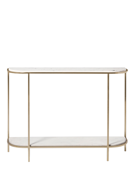 Swoon Sienna Marble Console Table, White/Brass, White Marble & Brass