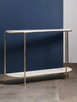 Swoon Sienna Marble Console Table, White/Brass - view 2, White Marble & Brass