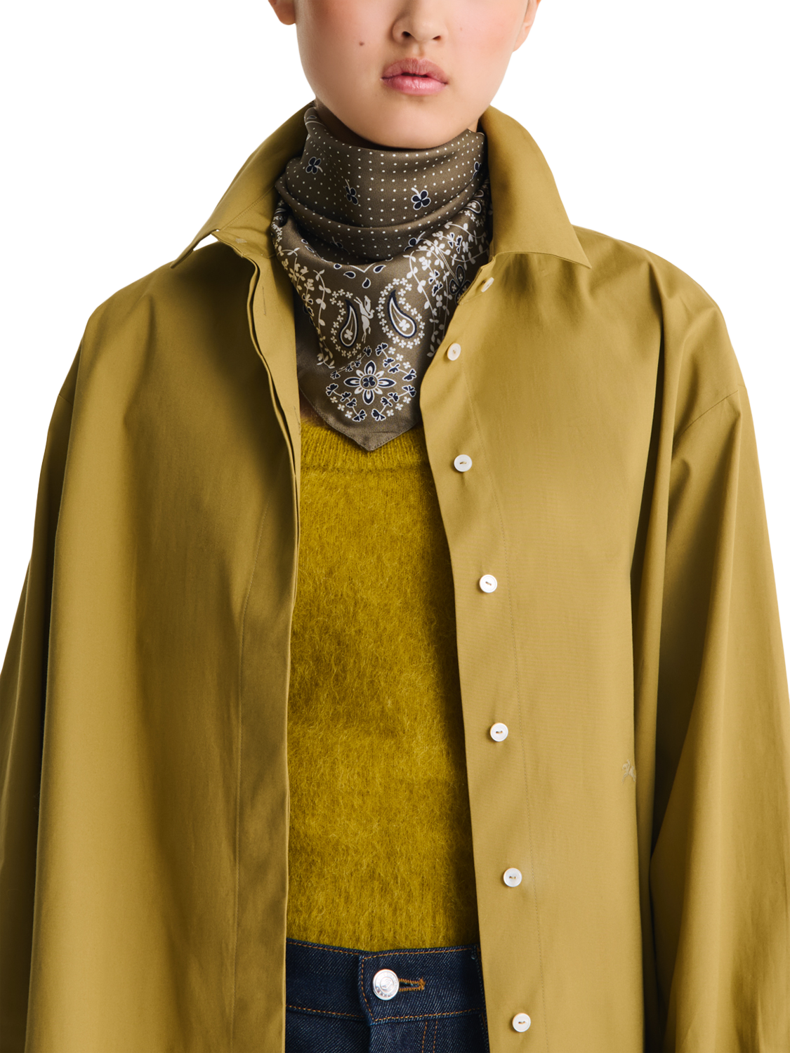 Product image 2 of 2, which shows Longchamp Bandana Silk Scarf, Green