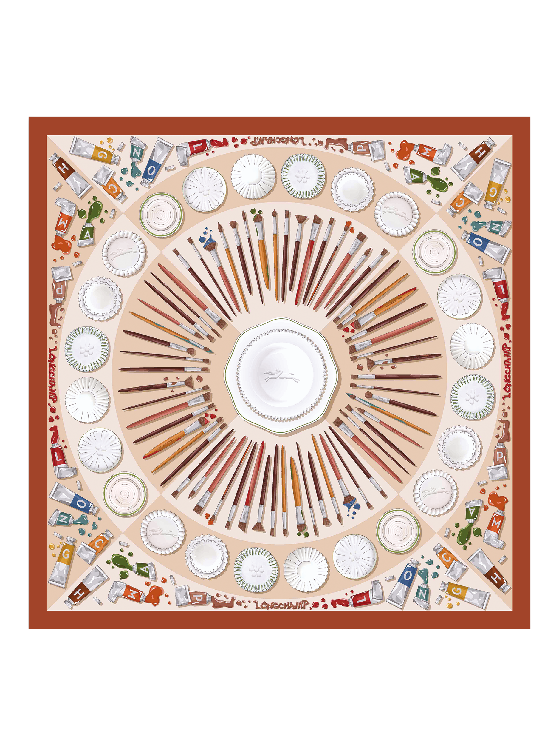 Product image 1 of 2, which shows Longchamp Silk Printed Square Scarf, Multi