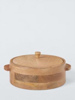 John Lewis Chapati Bowl & Lid, 22cm, FSC-Certified (Mango Wood), Natural