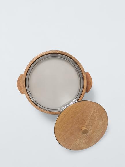 John Lewis Chapati Bowl & Lid, 22cm, FSC-Certified (Mango Wood) - view 2, Natural