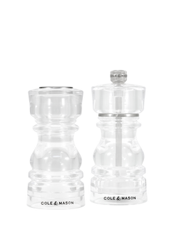 Cole & Mason London Acrylic Salt Shaker & Pepper Mill Set, Clear, Clear