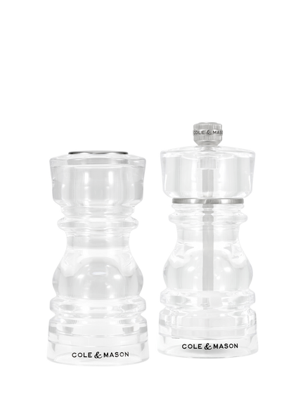 Cole & Mason London Acrylic Salt Shaker & Pepper Mill Set, Clear, Clear