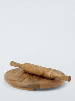 John Lewis Roti Board & Rolling Pin Set, FSC-Certified (Mango Wood) - view 2, Natural