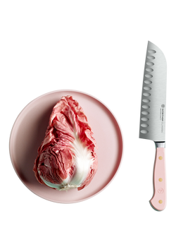 WÜSTHOF Classic Hollow Edge Santoku Knife, 17cm, Pink Himalayan Salt - view 2, Pink