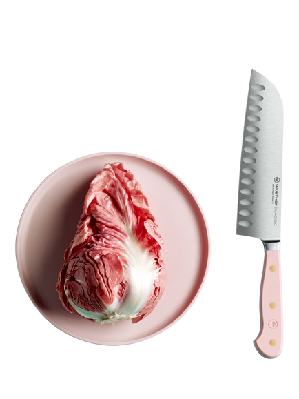 WÜSTHOF Classic Hollow Edge Santoku Knife, 17cm, Pink Himalayan Salt - view 2, Pink