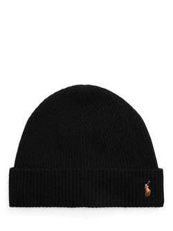 Ralph Lauren Logo Beanie Hat, Black, Black