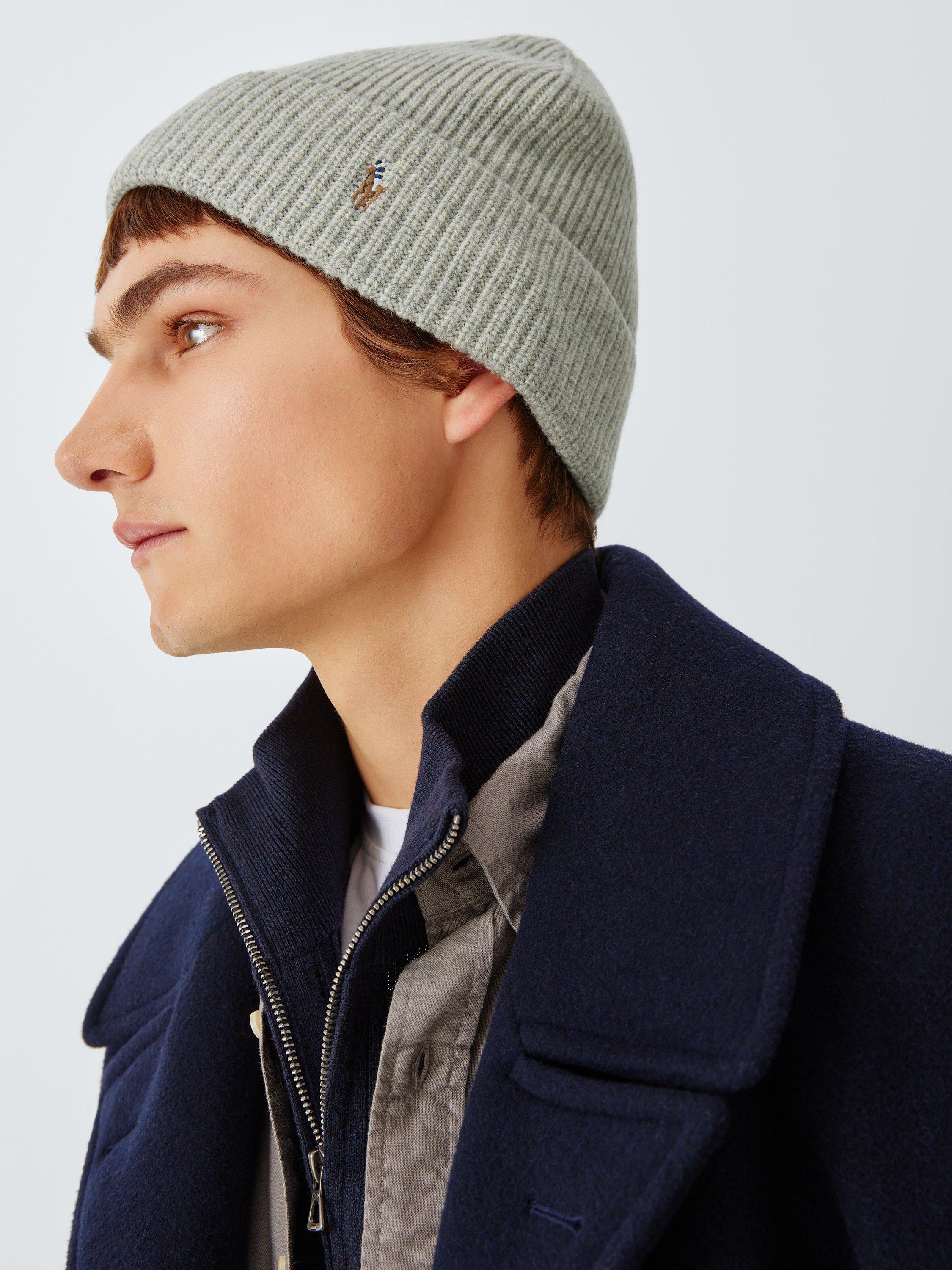 Ralph Lauren Logo Beanie, Grey Mid