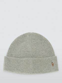 Ralph Lauren Logo Beanie, Grey Mid - view 2, Grey Mid