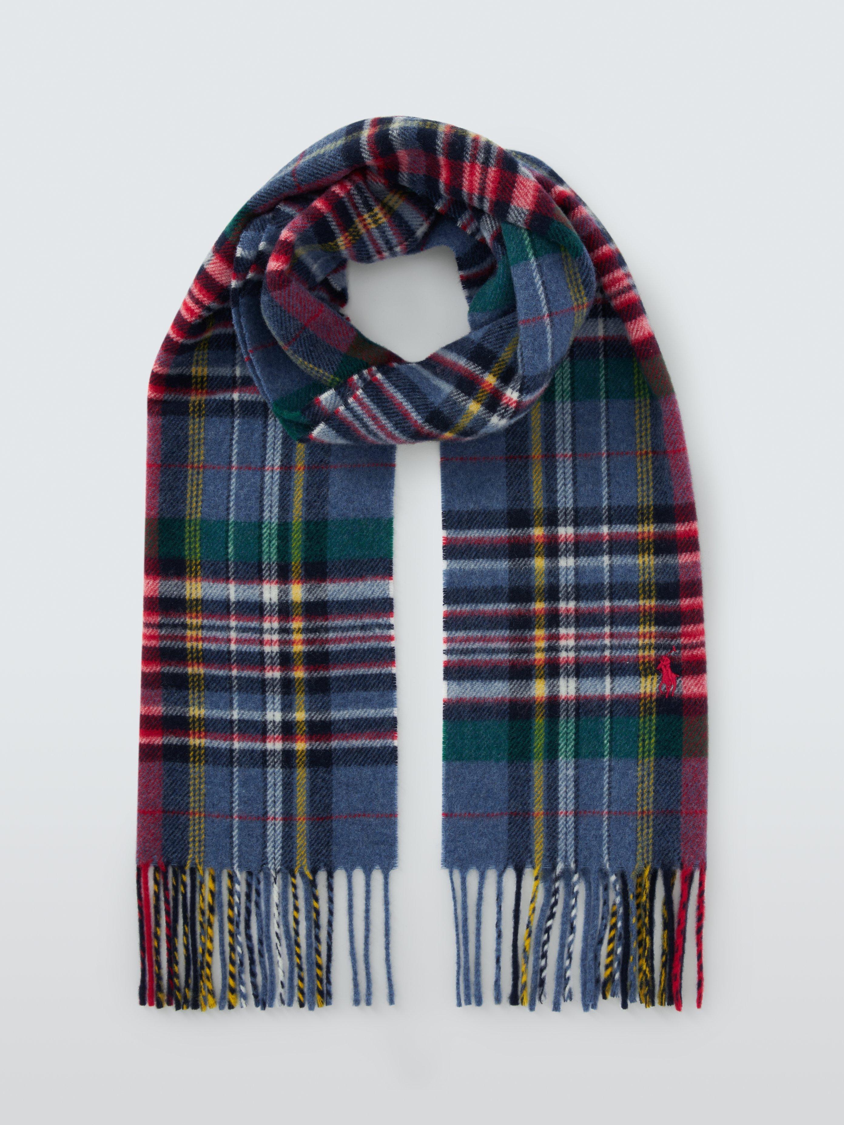 Ralph Lauren Check Wool Scarf, Blue Mid
