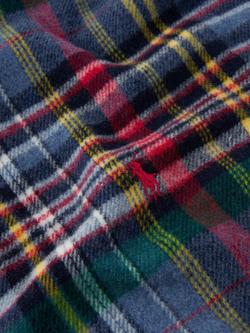 Ralph Lauren Check Wool Scarf, Blue Mid - view 2, Blue Mid