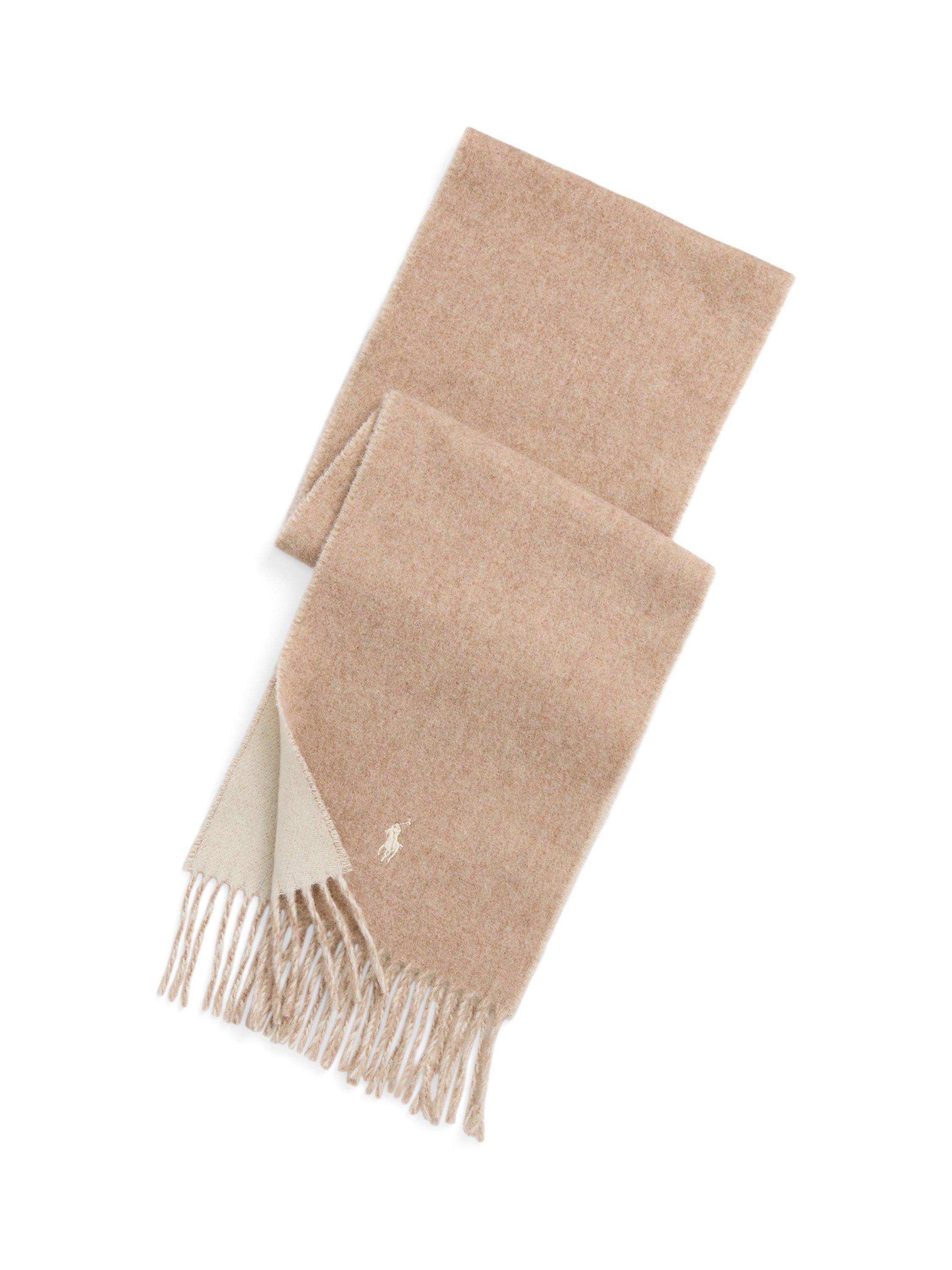 Ralph Lauren Reversible Wool Blend Scarf, Natural
