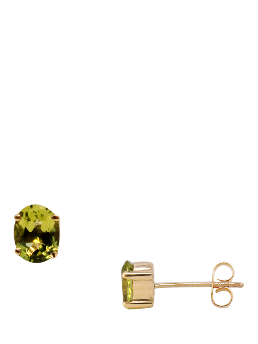 Product image 1 of 3, which shows E.W Adams 9ct Gold Peridot Claw Earrings, Gold/Green