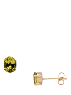 E.W Adams 9ct Gold Peridot Claw Earrings, Gold/Green, Gold/Green