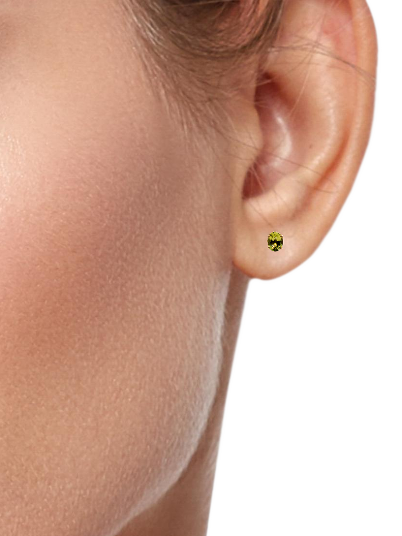Product image 2 of 3, which shows E.W Adams 9ct Gold Peridot Claw Earrings, Gold/Green