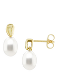 E.W Adams 9ct Gold Freshwater Pearl Bail Drop Earrings, Gold/White