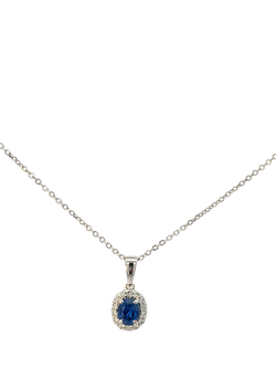 E.W Adams 18ct White Gold Sapphire & Diamond Pendant Necklace, Multi