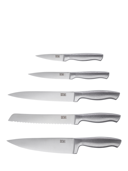 Taylor's Eye Witness Auckland Acacia Wood Filled Knife Block Set, 5 Piece - view 2, Natural/Steel
