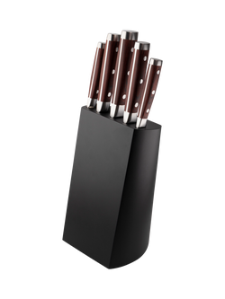Taylor's Eye Witness Hexham Rubber Wood Filled Knife Block Set, 5 Piece, Black/Narural