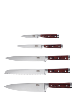 Taylor's Eye Witness Hexham Rubber Wood Filled Knife Block Set, 5 Piece - view 2, Black/Narural