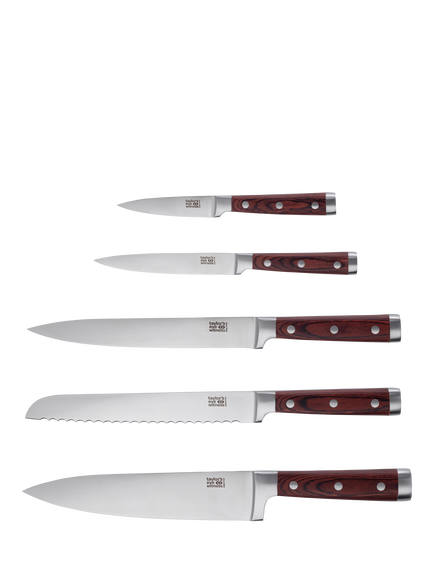 Taylor's Eye Witness Hexham Rubber Wood Filled Knife Block Set, 5 Piece - view 2, Black/Narural