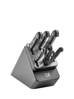 ZWILLING Gourmet Filled Kitchen Knife Block with Sharpener Set, 6 Piece, Anthracite, Anthracite