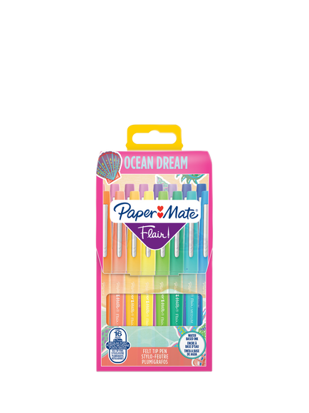 Paper Mate Flair Felt Tip Pens, Pack of 16, Ocean Dream, Multi