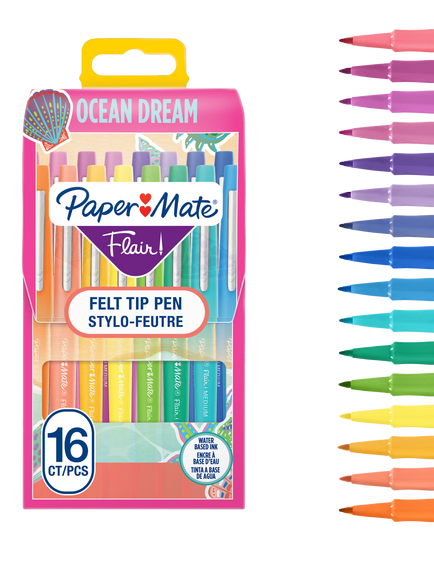 Paper Mate Flair Felt Tip Pens, Pack of 16, Ocean Dream - view 2, Multi