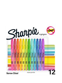 Sharpie Narrow Chisel Pocket Highlighters, Pack of 12, Multi, Multi