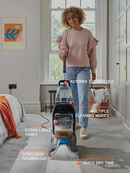 Vax SpinScrub Power Carpet Cleaner, Grey / Blue - view 2, Grey / Blue