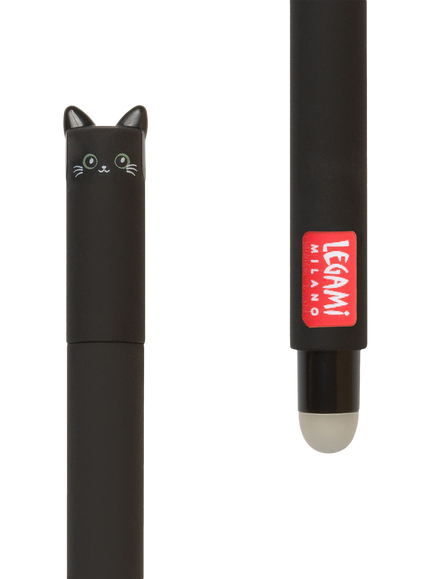 Legami Cat Erasable Pen, Black - view 2, Black
