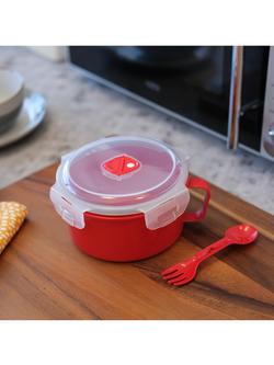 Prestige Good2Heat Microwave Lunch Bowl & Spork, 900ml - view 2, Red
