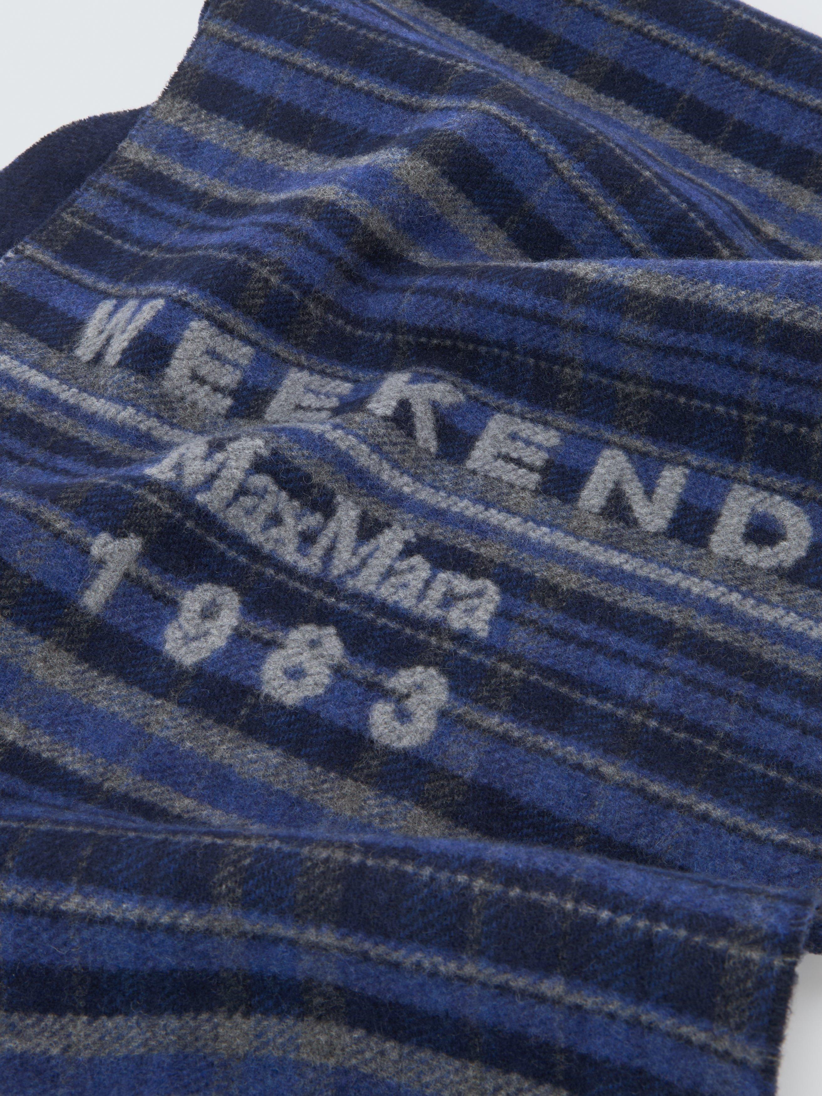 Product image 3 of 5, which shows Weekend MaxMara Pagella Check Wool Rich Scarf, Blue/Multi