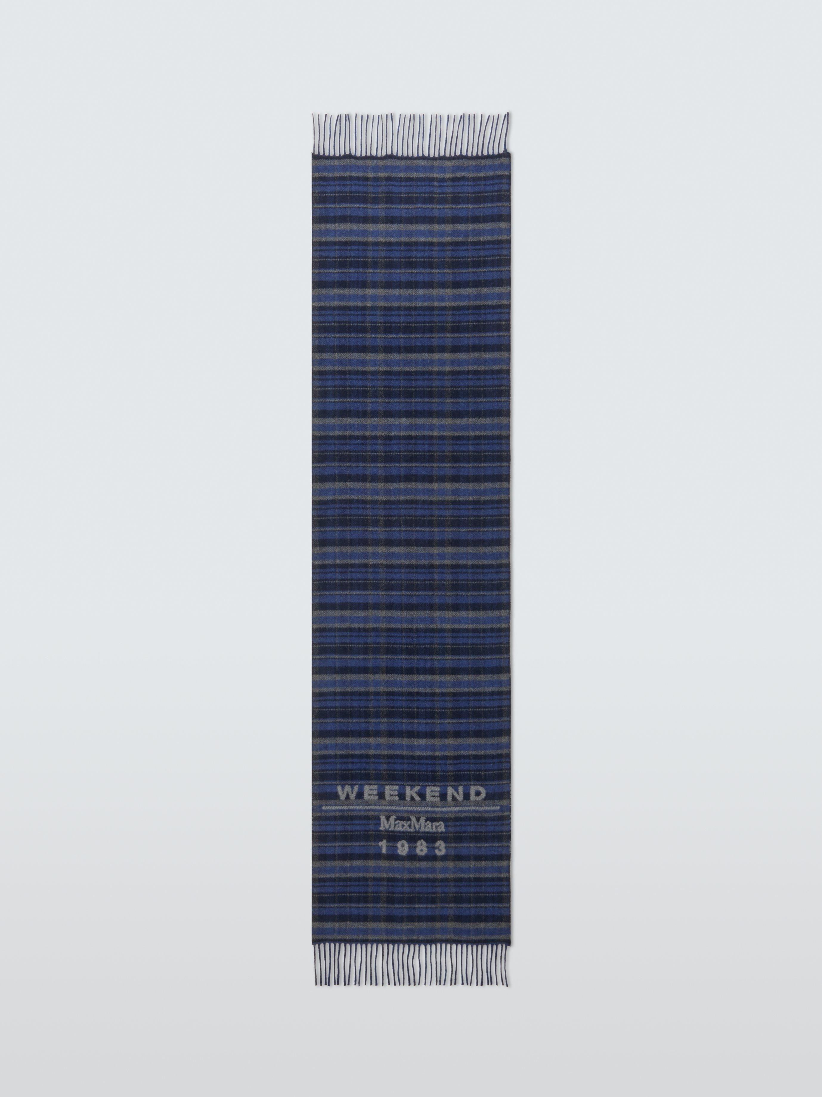 Product image 4 of 5, which shows Weekend MaxMara Pagella Check Wool Rich Scarf, Blue/Multi