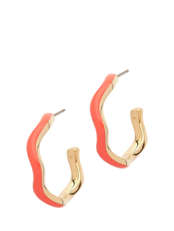 Melissa Odabash Enamel Wave Hoop Earrings, Coral/Gold, Coral/Gold