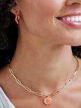 Melissa Odabash Enamel Wave Hoop Earrings, Coral/Gold