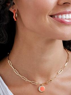 Melissa Odabash Enamel Wave Hoop Earrings, Coral/Gold - view 2, Coral/Gold