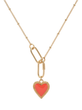 Melissa Odabash Enamel Heart Pendant, Gold/Coral