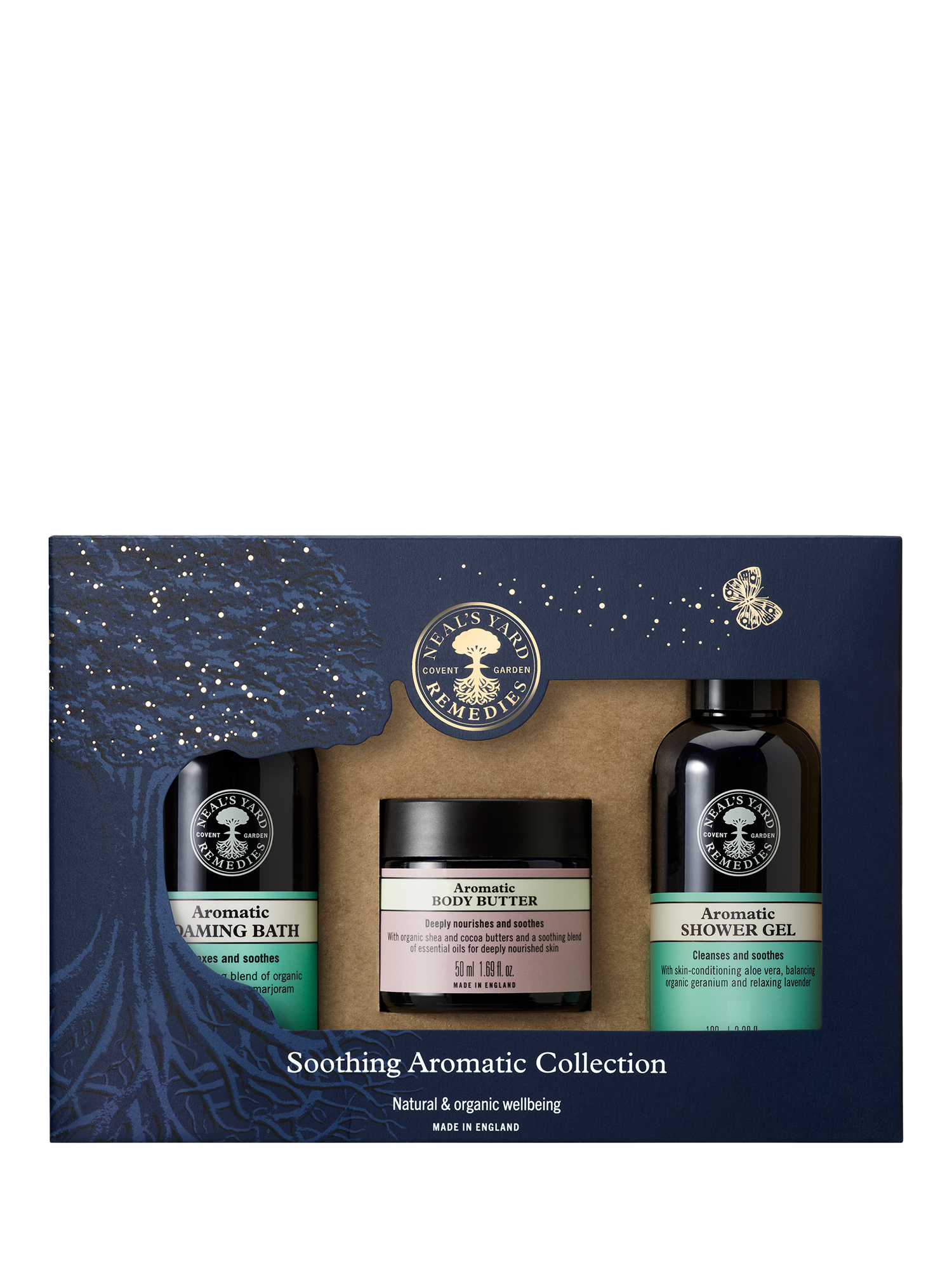 Product image 1 of 2, which shows Neal's Yard Remedies Soothing Aromatic Collection Bodycare Gift Set