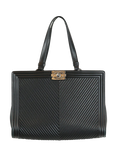 Pre-loved CHANEL 2014 Lambskin Chevron-Quilted Boy Tote Bag, Black