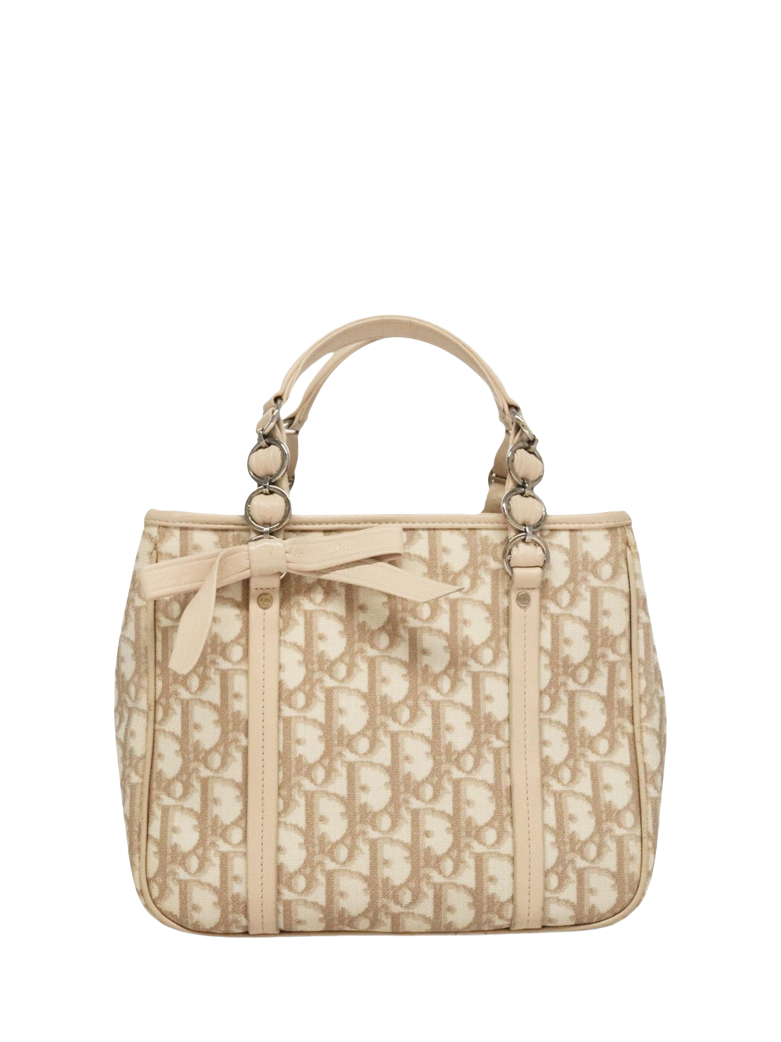 Pre-loved Christian Dior 2006 Trotter Canvas Mini Top Handle Grab Bag, Neutral