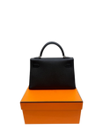 Pre-loved Hermès 2024 Kelly 20 Epsom Sellier Leather Top Handle Grab Bag, Black