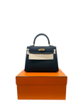 Pre-loved Hermès 2024 Kelly 25 Epsom Leather Top Handle Grab Bag, Black