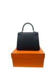 Pre-loved Hermès 2024 Kelly 25 Epsom Leather Top Handle Grab Bag, Black