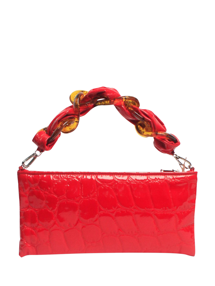 Product image 3 of 8, which shows Pre-loved Miu Miu Leather Reptile Effect Shoulder Bag, Red